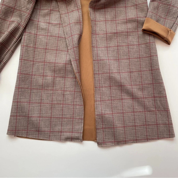 Papaya Plaid Open Front Tan Neutral Coat for Fall Size Medium - Picture 12 of 14